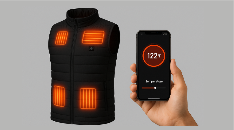 Front view of the smart thermal puffer vest
